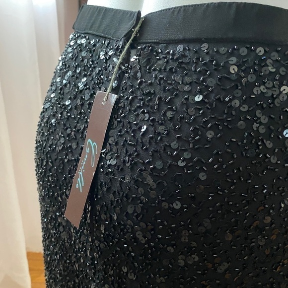 Camille La Vie high-waisted sequinned skirt black Sz US 8 - Picture 7 of 14